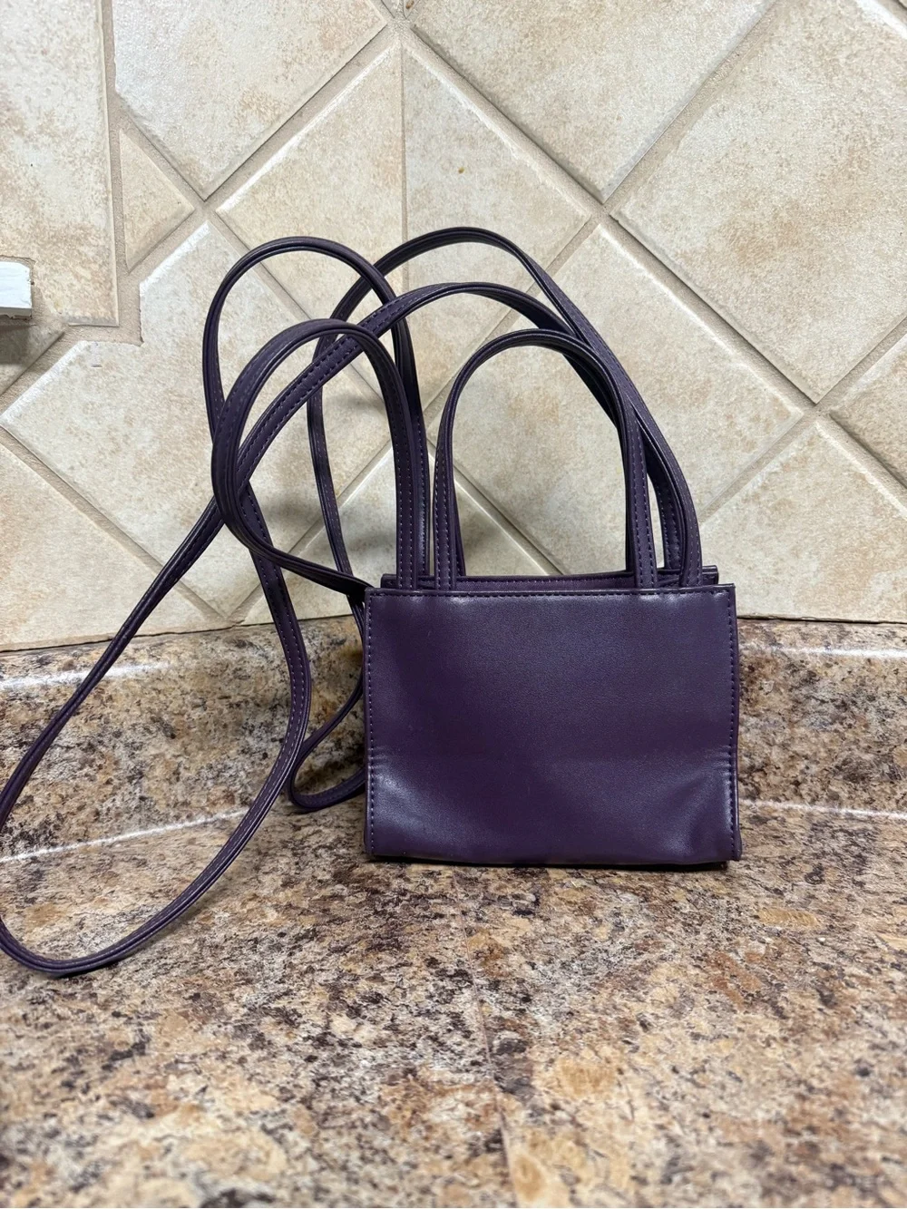 Telfar Mini Leather Tote in Deep Plum - Picture 2 of 3